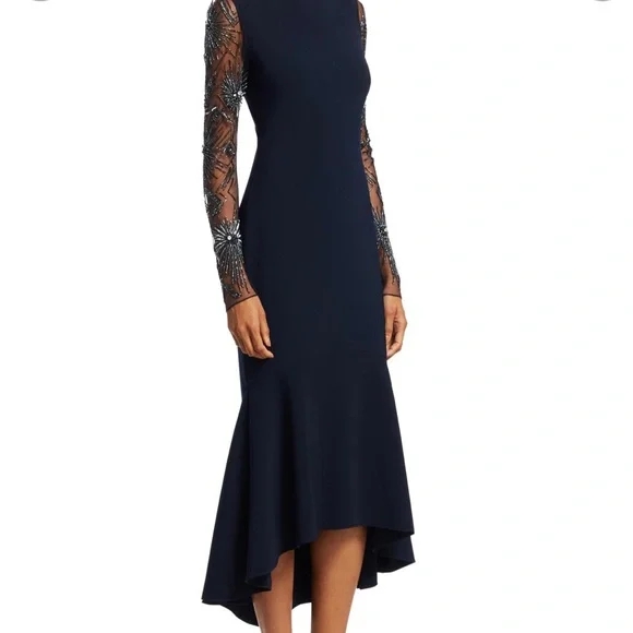beach dress with sleeves for women Oscar de La Renta Bouquet Embroidered Cocktail Dress